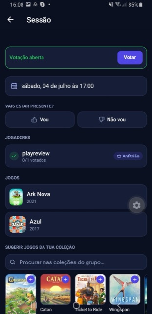Sessão de grupo com votação ao vivo