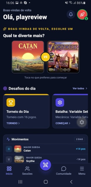 Ecrã inicial com duelo pronto